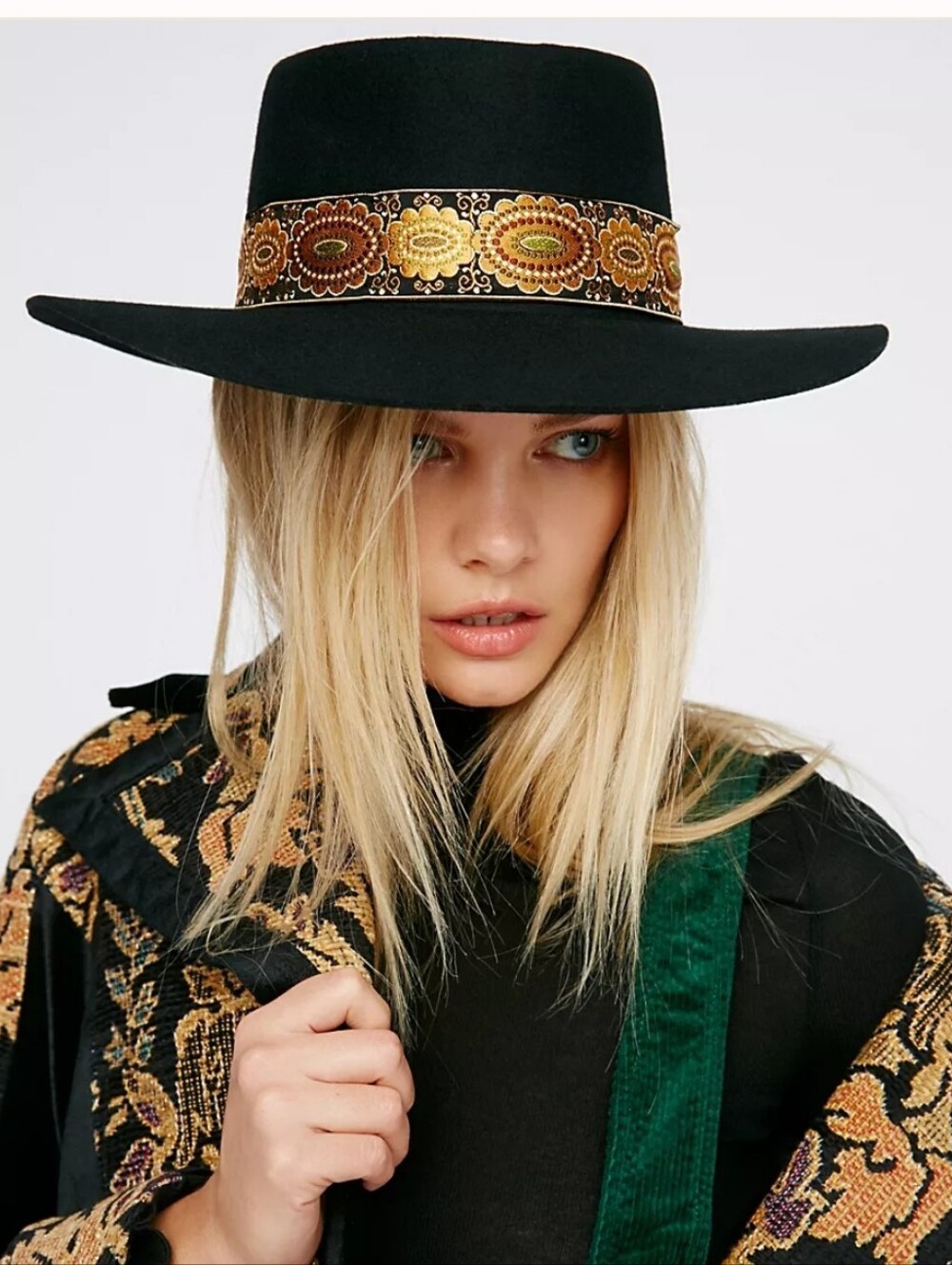 Free People Lack Of Color |M| "The Lolita" Noir/Black 100% Wool Rancher Hat
